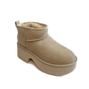 UGG Classic Womens Size 9 Ultra Mini New Heights Platform Boots Mustard Seed